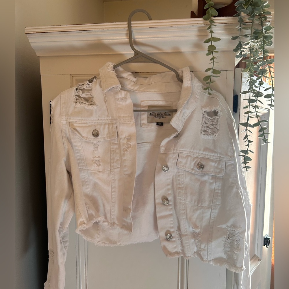 White Distressed Jean Jacket